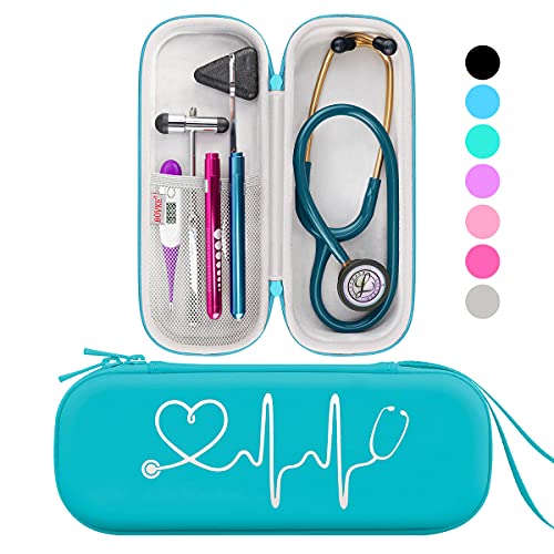 BOVKE Stethoskop Fall für 3M Littmann Classic III, Lightweight II S.E, MDF Acoustica Leichtes Stethoskop, zusätzlicher Raum für medizinische Bandage Schere EMT Trauma Schere und LED Penlights,Smaragd von BOVKE