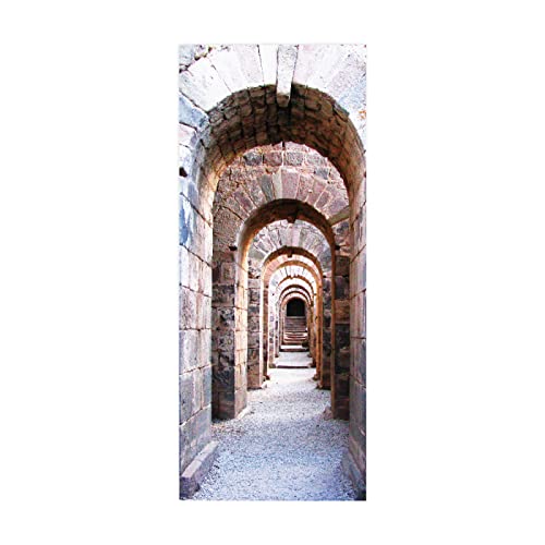 3D Türaufkleber Häuser Türtapete selbstklebend TürPoster - Fototapete Türfolie Poster Tapete Aufkleber DIY Wandbild B100 x H215cm von BOVZOX