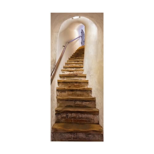 3D Türaufkleber Treppe Türtapete selbstklebend TürPoster - Fototapete Türfolie Poster Tapete Aufkleber DIY Wandbild B85 x H205cm von BOVZOX