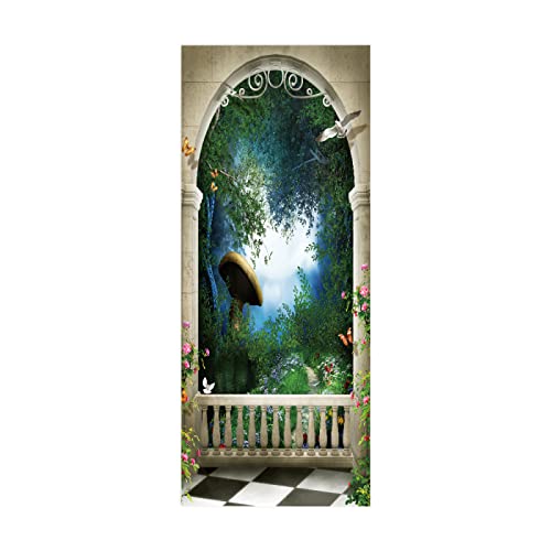 3D Türaufkleber Wald Türtapete selbstklebend TürPoster - Fototapete Türfolie Poster Tapete Aufkleber DIY Wandbild B100 x H215cm von BOVZOX