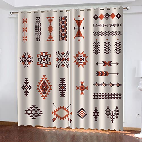 BOVZOX Blickdichte Gardine Ethnischer Stil Schal Verdunkelungsvorhang Blickdicht für Wohnzimmer Schlafzimmer Größe:2 x B168 x H229cm von BOVZOX