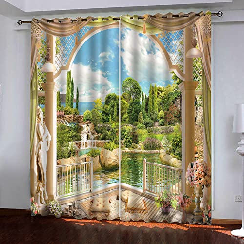 BOVZOX Gardinen Blickdicht Ösen Gardinen Waldfluss Blickdicht Kräuselband Gardinen Wohnzimmer Vorhang Verdunkelung Größe:2 x B110 x H215cm BOVZOX Gardinen Blickdicht Ösen Gardinen Waldfluss Blickdicht Kräuselband Gardinen Wohnzimmer Vorhang Verdunkelung Größe:2 x B110 x H215cm von BOVZOX