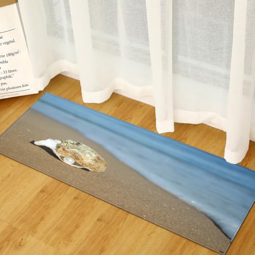 BOVZOX Küchenläufer Strandmuscheln Teppich Läufer Wasserdicht rutschfest, Teppich Läufer Küchenmatte für Küche Flur Wohnzimmer Schlafzimmer Badezimmer 60 x 150cm von BOVZOX