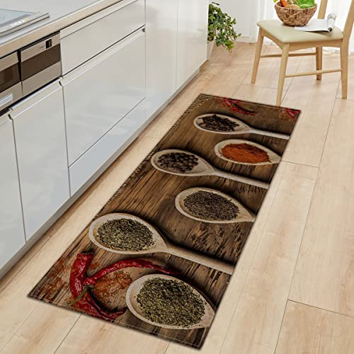 BOVZOX Küchenläufer Waschbar rutschfest Küchenmatte Löffel Gewürze Küchenmatte ​für Küche und Bar Teppich Läufer waschbare Küchenläufer Küche Deko 50 x 80cm von BOVZOX