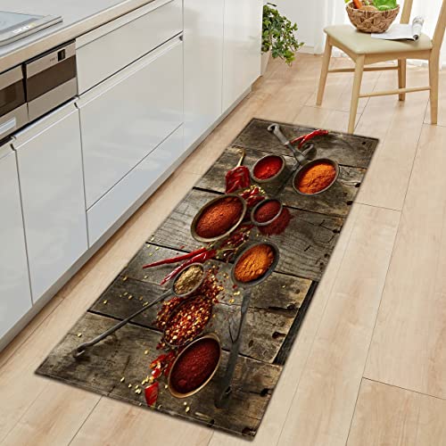 BOVZOX Küchenläufer Waschbar rutschfest Küchenmatte Löffel Gewürze Küchenmatte ​für Küche und Bar Teppich Läufer waschbare Küchenläufer Küche Deko 60 x 120cm von BOVZOX
