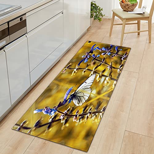 BOVZOX Küchenläufer Waschbar rutschfest Küchenmatte Schmetterling Küchenmatte ​für Küche und Bar Teppich Läufer waschbare Küchenläufer Küche Deko 50 x 80cm von BOVZOX