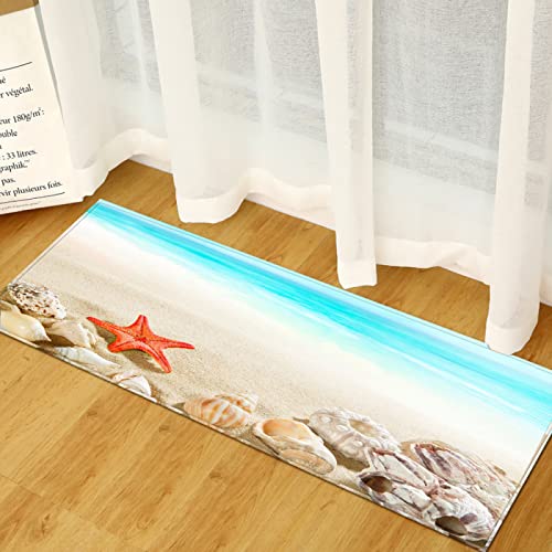 BOVZOX Küchenläufer Waschbar rutschfest Küchenmatte Strandmuscheln Küchenmatte ​für Küche und Bar Teppich Läufer waschbare Küchenläufer Küche Deko 50 x 80cm von BOVZOX