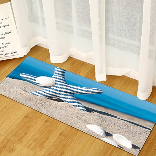 BOVZOX Küchenläufer Waschbar rutschfest Küchenmatte Strandmuscheln Küchenmatte ​für Küche und Bar Teppich Läufer waschbare Küchenläufer Küche Deko 60 x 180cm von BOVZOX