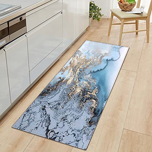 BOVZOX Küchenteppiche Abstrakter Marmor Waschbar Küchenmatte Küchenteppich Badematten rutschfeste Teppich 60 x 180cm von BOVZOX