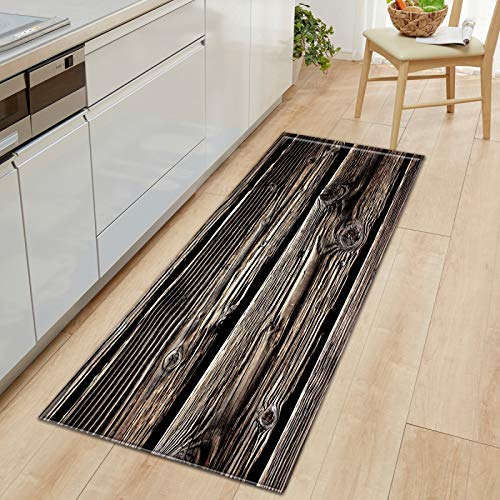 BOVZOX Küchenteppiche Retro-Holzmaserung Waschbar Küchenmatte Küchenteppich Badematten rutschfeste Teppich 60 x 120cm von BOVZOX