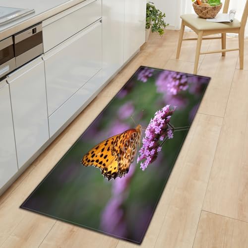 BOVZOX Küchenteppiche Schmetterling Waschbar Küchenmatte Küchenteppich Badematten rutschfeste Teppich 50 x 160cm BOVZOX Küchenteppiche Schmetterling Waschbar Küchenmatte Küchenteppich Badematten rutschfeste Teppich 50 x 160cm von BOVZOX