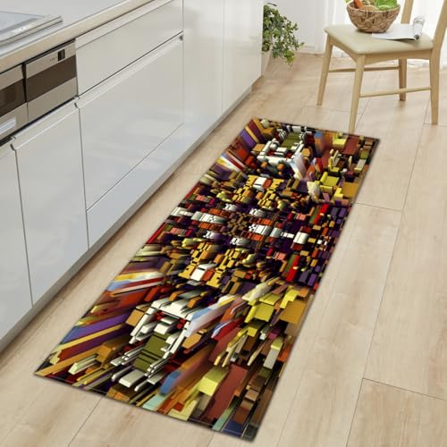BOVZOX Läufer rutschfestes Küchenmatten Abstrakt rutschfeste Küchenmatten und Teppiche Waschbare Gummiunterlage Fußmatte Mikrofaser 50 x 80cm von BOVZOX