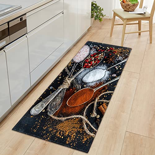 BOVZOX Läufer rutschfestes Küchenmatten Farbgewürz rutschfeste Küchenmatten und Teppiche Waschbare Gummiunterlage Fußmatte Mikrofaser 50 x 140cm von BOVZOX