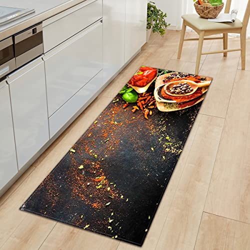 BOVZOX Läufer rutschfestes Küchenmatten Löffel Gewürze rutschfeste Küchenmatten und Teppiche Waschbare Gummiunterlage Fußmatte Mikrofaser 50 x 140cm von BOVZOX