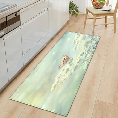 BOVZOX Läufer rutschfestes Küchenmatten Schmetterling rutschfeste Küchenmatten und Teppiche Waschbare Gummiunterlage Fußmatte Mikrofaser 40 x 100cm von BOVZOX