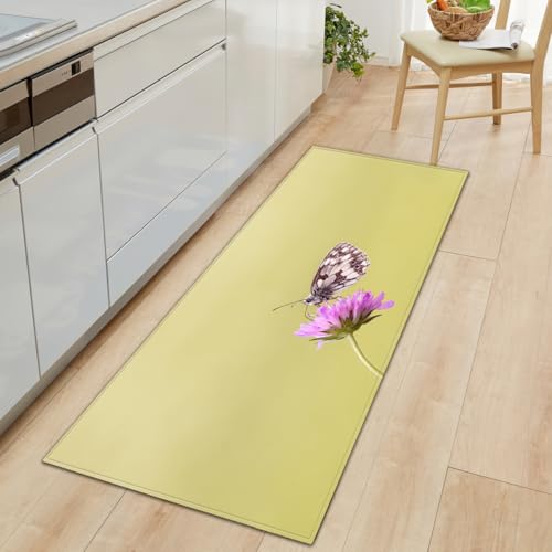 BOVZOX Läufer rutschfestes Küchenmatten Schmetterling rutschfeste Küchenmatten und Teppiche Waschbare Gummiunterlage Fußmatte Mikrofaser 50 x 140cm von BOVZOX