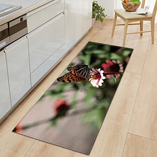 BOVZOX Läufer rutschfestes Küchenmatten Schmetterling rutschfeste Küchenmatten und Teppiche Waschbare Gummiunterlage Fußmatte Mikrofaser 60 x 120cm von BOVZOX
