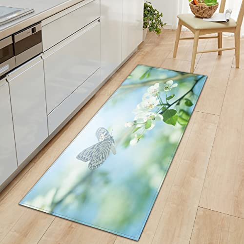 BOVZOX Läufer rutschfestes Küchenmatten Schmetterling rutschfeste Küchenmatten und Teppiche Waschbare Gummiunterlage Fußmatte Mikrofaser 60 x 150cm von BOVZOX