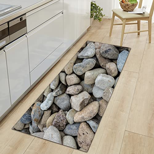 BOVZOX Läufer rutschfestes Küchenmatten Stein rutschfeste Küchenmatten und Teppiche Waschbare Gummiunterlage Fußmatte Mikrofaser 60 x 120cm von BOVZOX