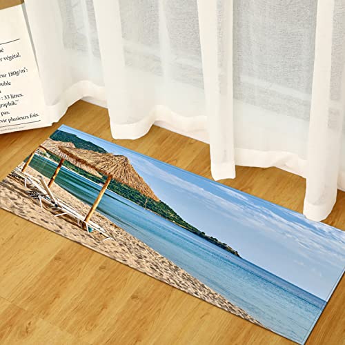BOVZOX Läufer rutschfestes Küchenmatten Strand rutschfeste Küchenmatten und Teppiche Waschbare Gummiunterlage Fußmatte Mikrofaser 60 x 150cm von BOVZOX