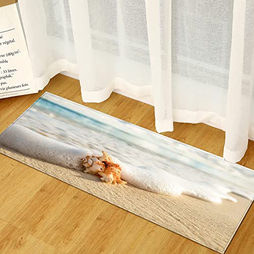 BOVZOX Läufer rutschfestes Küchenmatten Strandmuscheln rutschfeste Küchenmatten und Teppiche Waschbare Gummiunterlage Fußmatte Mikrofaser 60 x 120cm von BOVZOX
