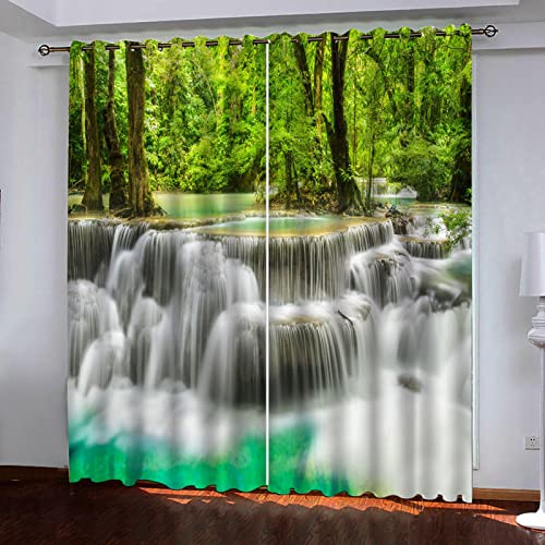 BOVZOX Ösenschal Vorhang Waldfluss Blickdicht Aber lichtdurchlässig Dekoschal Microfaser mit wunderschön leichtem Fall Gardine Größe:2 x B168 x H229cm BOVZOX Ösenschal Vorhang Waldfluss Blickdicht Aber lichtdurchlässig Dekoschal Microfaser mit wunderschön leichtem Fall Gardine Größe:2 x B168 x H229cm von BOVZOX