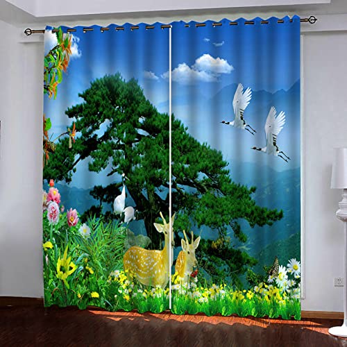 BOVZOX Verdunkelungsvorhang Schlafzimmer Waldtiere Blickdichte Gardinen Lichtundurchlässige Vorhänge mit Ösen für Schlafzimmer Kinderzimmer Größe:2 x B140 x H175cm von BOVZOX