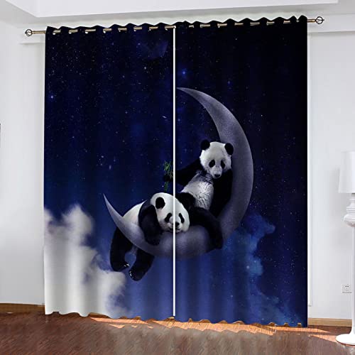 BOVZOX Verdunkelungsvorhang Tierpanda Blickdichte Gardinen Lichtundurchlässige Vorhänge mit Ösen für Schlafzimmer Kinderzimmer Größe:2 x B168 x H229cm von BOVZOX