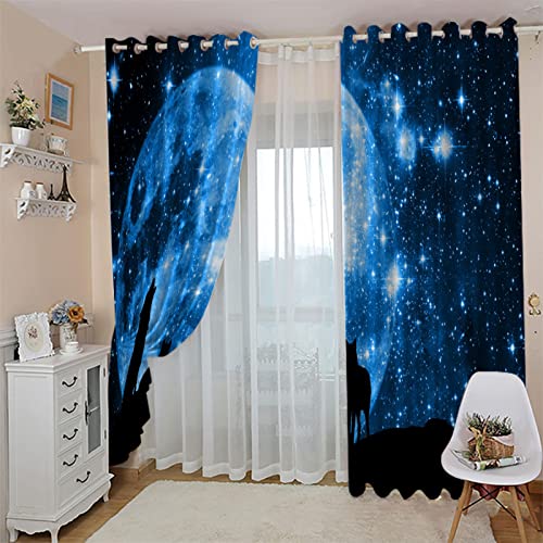 BOVZOX Vorhang 2 Stück x 168 B x 183cm H Mond & Tierwölfe Blickdicht Schlaufen Verdunkelungsgardinen Gardinen Schlafzimmer BOVZOX Vorhang 2 Stück x 168 B x 183cm H Mond & Tierwölfe Blickdicht Schlaufen Verdunkelungsgardinen Gardinen Schlafzimmer von BOVZOX