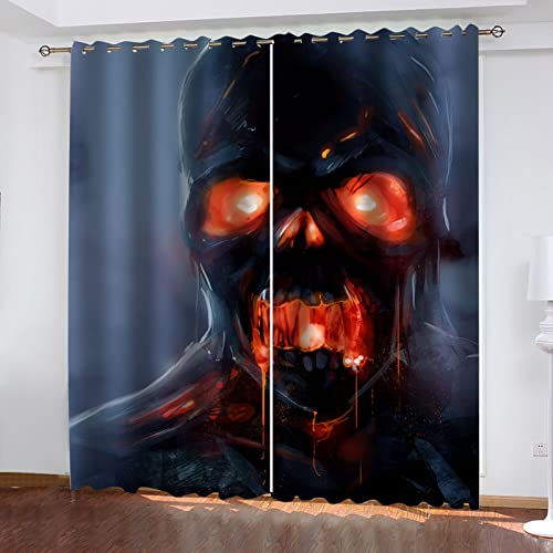BOVZOX Vorhang Blickdicht Horror-Abstrakt Verdunkelungsvorhang ösen Thermovorhang Gardinen Vorhangschal Vorhang mit Ösen für Wohnzimmer Größe:2 x B140 x H175cm von BOVZOX
