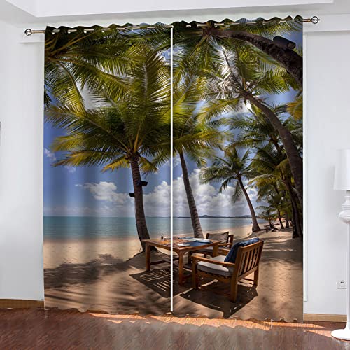 BOVZOX Vorhang Blickdicht Ösenschal Strand Meer Thermo Gardinen Blickdicht Vorhänge für Kinderzimmer Schlafzimmer Gardine Größe:2 x B140 x H175cm BOVZOX Vorhang Blickdicht Ösenschal Strand Meer Thermo Gardinen Blickdicht Vorhänge für Kinderzimmer Schlafzimmer Gardine Größe:2 x B140 x H175cm von BOVZOX