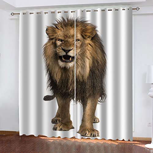 BOVZOX Vorhang Blickdicht Ösenschal Tier Löwe Thermo Gardinen Blickdicht Vorhänge für Kinderzimmer Schlafzimmer Gardine Größe:2 x B117 x H138cm BOVZOX Vorhang Blickdicht Ösenschal Tier Löwe Thermo Gardinen Blickdicht Vorhänge für Kinderzimmer Schlafzimmer Gardine Größe:2 x B117 x H138cm von BOVZOX