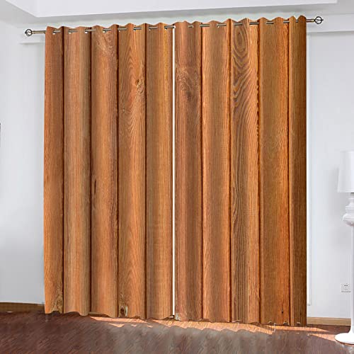 BOVZOX Vorhang Blickdicht Ösenschal Vintage Holzbrett Thermo Gardinen Blickdicht Vorhänge für Kinderzimmer Schlafzimmer Gardine Größe:2 x B140 x H245cm von BOVZOX