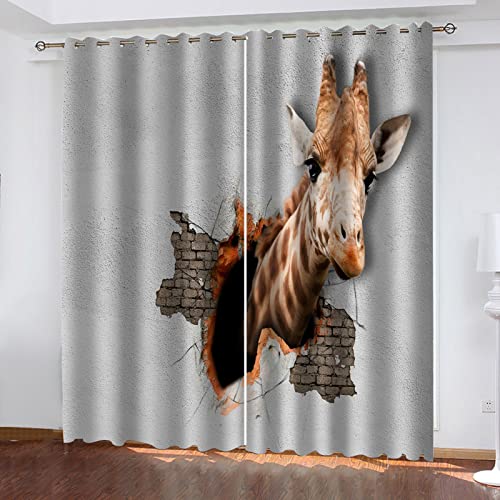 BOVZOX Vorhang Blickdicht ösen Tiergiraffe Muster Gardine Lichtundurchlässig Fenstervorhang Wohnzimmer Schlafzimmer Größe:2 x B140 x H245cm BOVZOX Vorhang Blickdicht ösen Tiergiraffe Muster Gardine Lichtundurchlässig Fenstervorhang Wohnzimmer Schlafzimmer Größe:2 x B140 x H245cm von BOVZOX