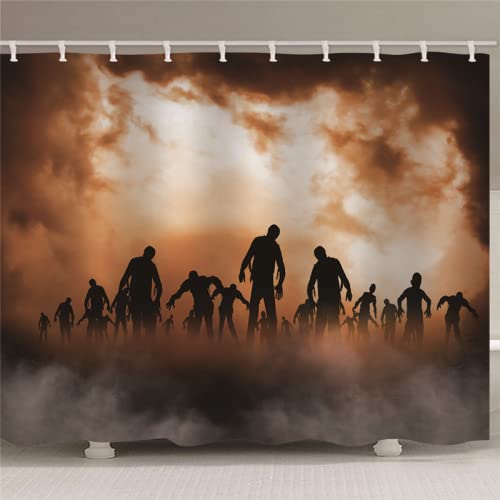 BOVZOX duschvorhang 180x220 Horror & Zombies Wasserdichter, Duschvorhang Badewanne, Waschbar Stoff Polyester Duschvorhänge mit 12 Duschvorhangringen, Beschwerter Saum von BOVZOX