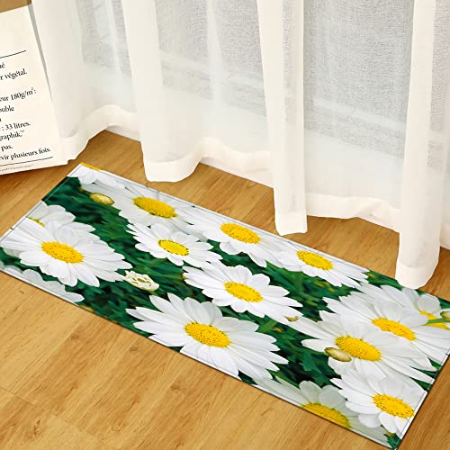 BOVZOX rutschfeste Küchenmatten Gänseblümchen Teppiche Waschbare Gummiunterlage Fußmatte Mikrofaser Teppichset 40 x 100cm von BOVZOX