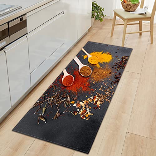 BOVZOX rutschfeste Küchenmatten Löffel Gewürze Teppiche Waschbare Gummiunterlage Fußmatte Mikrofaser Teppichset 50 x 80cm von BOVZOX