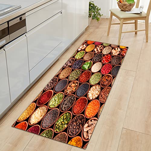 BOVZOX rutschfeste Küchenmatten Löffel Gewürze Teppiche Waschbare Gummiunterlage Fußmatte Mikrofaser Teppichset 60 x 120cm von BOVZOX