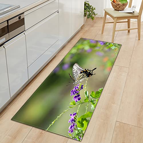 BOVZOX rutschfeste Küchenmatten Schmetterling Teppiche Waschbare Gummiunterlage Fußmatte Mikrofaser Teppichset 60 x 120cm von BOVZOX