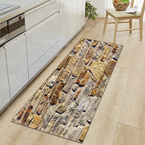 BOVZOX rutschfeste Küchenmatten Stein Teppiche Waschbare Gummiunterlage Fußmatte Mikrofaser Teppichset 60 x 180cm von BOVZOX