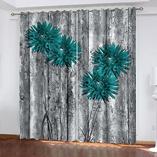 Blickdichte Gardine Blumen auf Holzbrett Schal Verdunkelungsvorhang Blickdicht für Wohnzimmer Schlafzimmer Größe:2 x B140 x H245cm Blickdichte Gardine Blumen auf Holzbrett Schal Verdunkelungsvorhang Blickdicht für Wohnzimmer Schlafzimmer Größe:2 x B140 x H245cm von BOVZOX