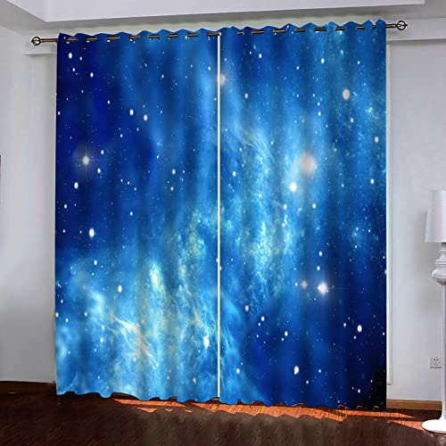 Gardinen Blauer Himmel Verdunklungsvorhang Verdunklungsgardinen mit Ösen Größe:2 x B140 x H245cm von BOVZOX