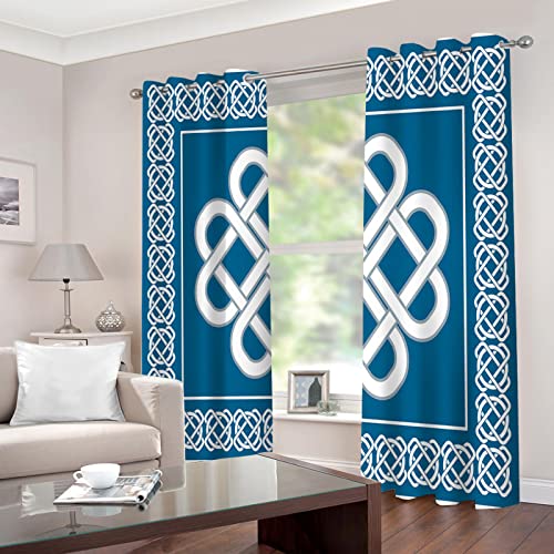 Ösenschal Vorhang Blauer chinesischer Knoten Blickdicht Aber lichtdurchlässig Dekoschal Microfaser mit wunderschön leichtem Fall Gardine Größe:2 x B140 x H245cm Ösenschal Vorhang Blauer chinesischer Knoten Blickdicht Aber lichtdurchlässig Dekoschal Microfaser mit wunderschön leichtem Fall Gardine Größe:2 x B140 x H245cm von BOVZOX