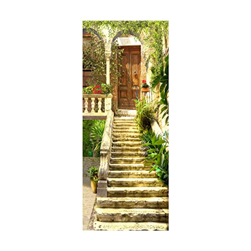 Türaufkleber Treppe Türtapete Selbstklebend Türposter Kinderzimmer Fototapete Türfolie Poster Tapete 3D Decoration Aufkleber PVC B90 x H200cm von BOVZOX
