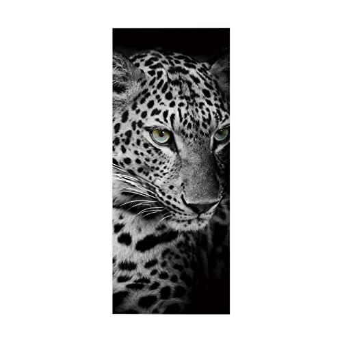 Türaufkleber selbstklebendes Leopard Türbild Fototapete Türfolie Poster Tapete Pvc Wasserdicht Abnehmbare Wandbilder Für Schlafzimmer Haus Bad Büro B100 x H200cm von BOVZOX