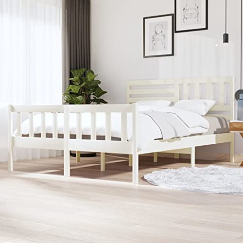 BOWEKAM 3101164 Bettgestell ohne Matratze weiß Massivholz 160x200 cm (810093+814155) von BOWEKAM