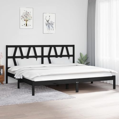 BOWEKAM 3104022 Bettgestell ohne Matratze schwarz Massivholz 200x200 cm (810041+818644) von BOWEKAM