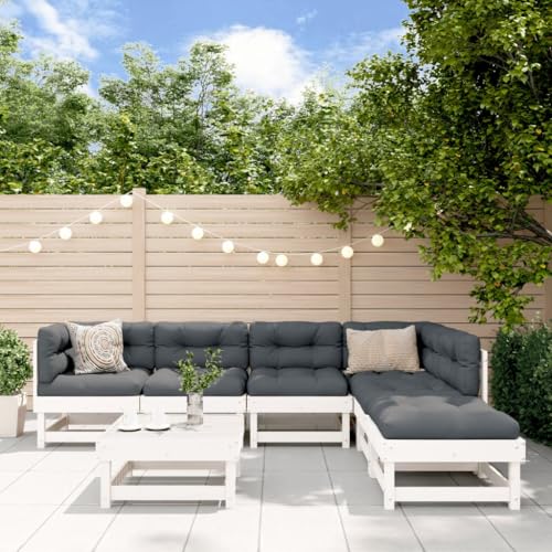 BOWEKAM 7-teiliges Garten-Lounge-Set, weiß, Massivholz, Kiefernmöbel, Outdoor-Möbel, Gartenmöbel-Sets BOWEKAM 7-teiliges Garten-Lounge-Set, weiß, Massivholz, Kiefernmöbel, Outdoor-Möbel, Gartenmöbel-Sets von BOWEKAM