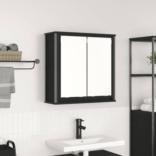 BOWEKAM Badezimmer Hängeschrank mit Spiegel Eiche schwarz 60x21x60cm BOWEKAM Badezimmer Hängeschrank mit Spiegel Eiche schwarz 60x21x60cm von BOWEKAM