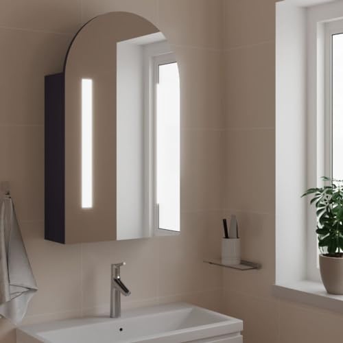 BOWEKAM Badspiegelschrank mit LED Lichtbogen grau 42x13x70cm von BOWEKAM